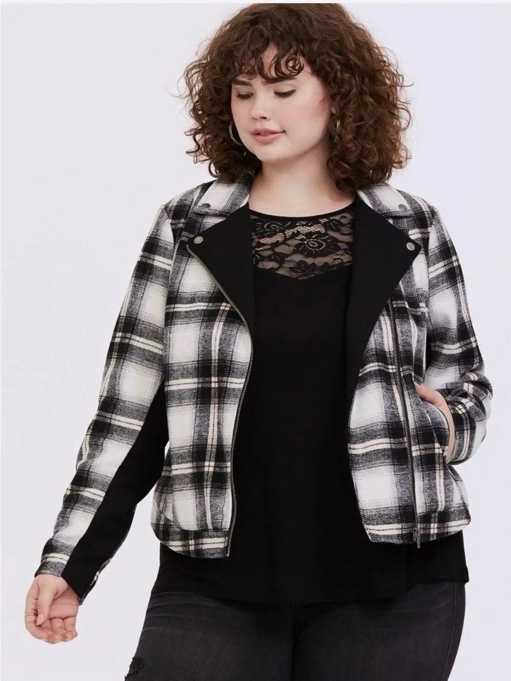 EUC torrid Flannel Moto Jacket